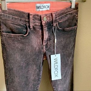 WILDFOX acid washed orange/black denim pants W24